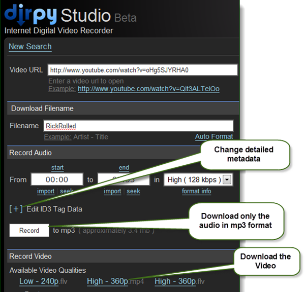 Download Youtube songs with Dirpy