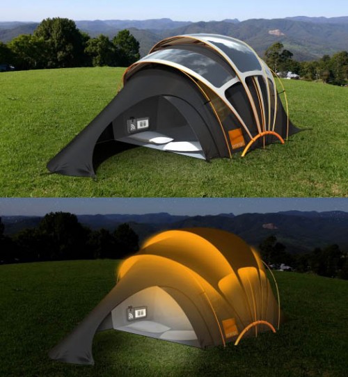 Orange Solar Powered Tent
