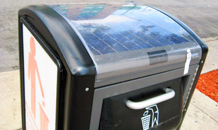 Solar powered garbage can by Big Belly's