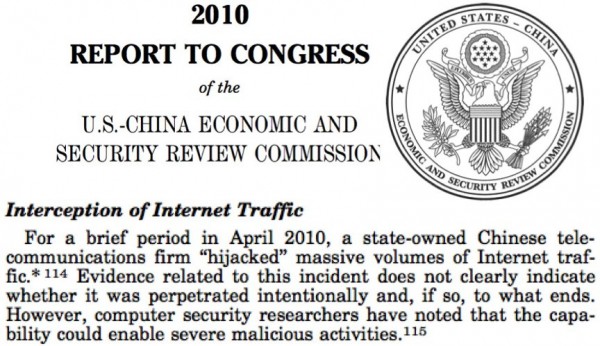 Major China Telecom Company believed to have hijacked U.S web traffic in the past year