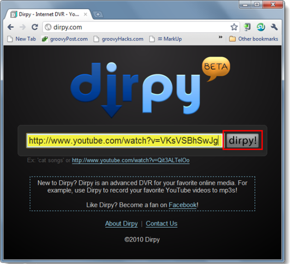 Download Youtube songs with Dirpy