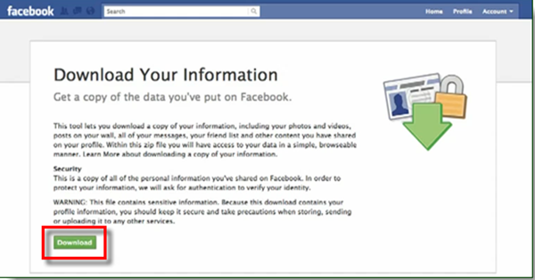 Download your Facebook Pictures and Data