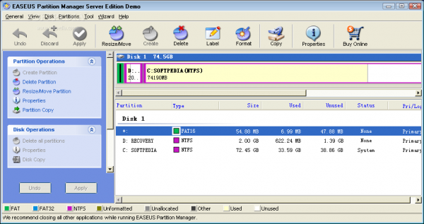 EASEUS Partition manager version 3.0- server edition